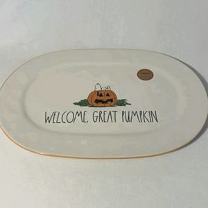 Rae Dunn PEANUTS Snoopy WELCOME GREAT PUMPKIN Ceramic Platter